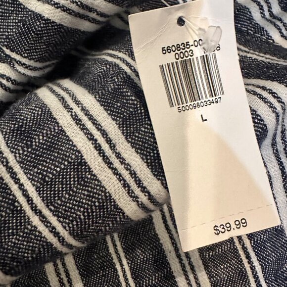 OLD NAVY WOMENS BLUE STRIPE WIDE LEG LINEN PANTS LARGE NEW - Picture 6 of 9